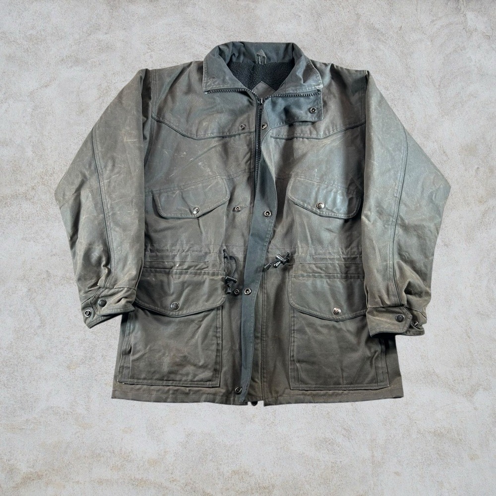 Outback Trading Company Jacket Mens Small Black Waxed Twill Canvas Oilskin 2702